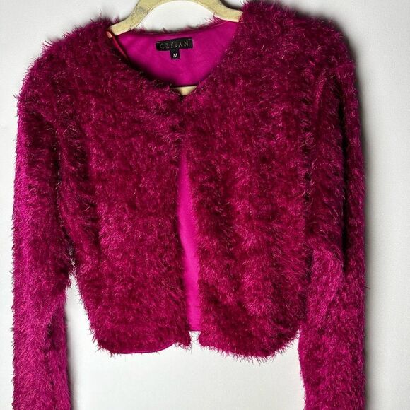 Hot Pink Fuzzy cardigan - Picture 6 of 10